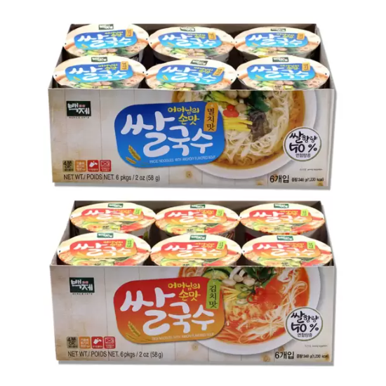 백제 쌀국수 컵 58g x 6입 x 4