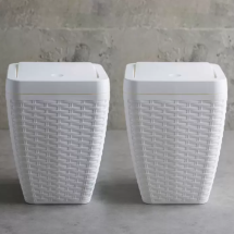 바스클립 라탄 다이아몬드 플립형 쓰레기통 7L 2개 화이트