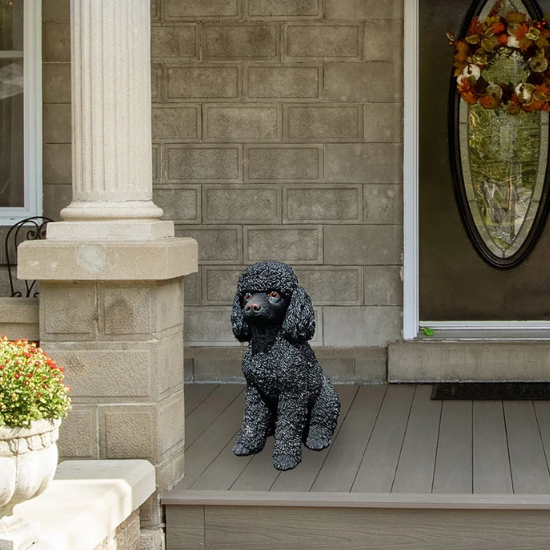 야외용 푸들 조각상 33cm - 블랙