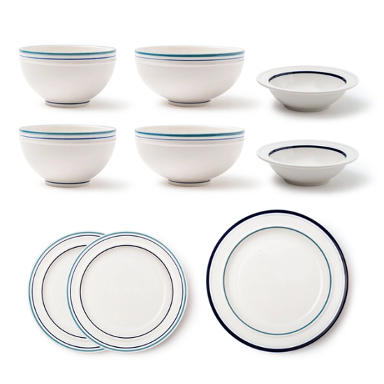 쓰임 레트로라인 2인 디너웨어 세트 9P - 딥블루