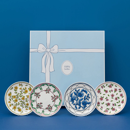 메종오브제 포피 프롬 플라워 디저트 접시 4P